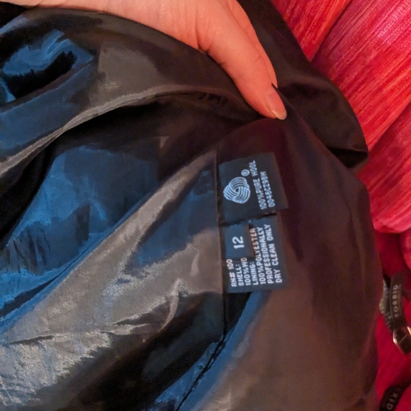 Vintage Halston Red Label charcoal grey wool coat with black velvet trim - 12 - Picture 6 of 8